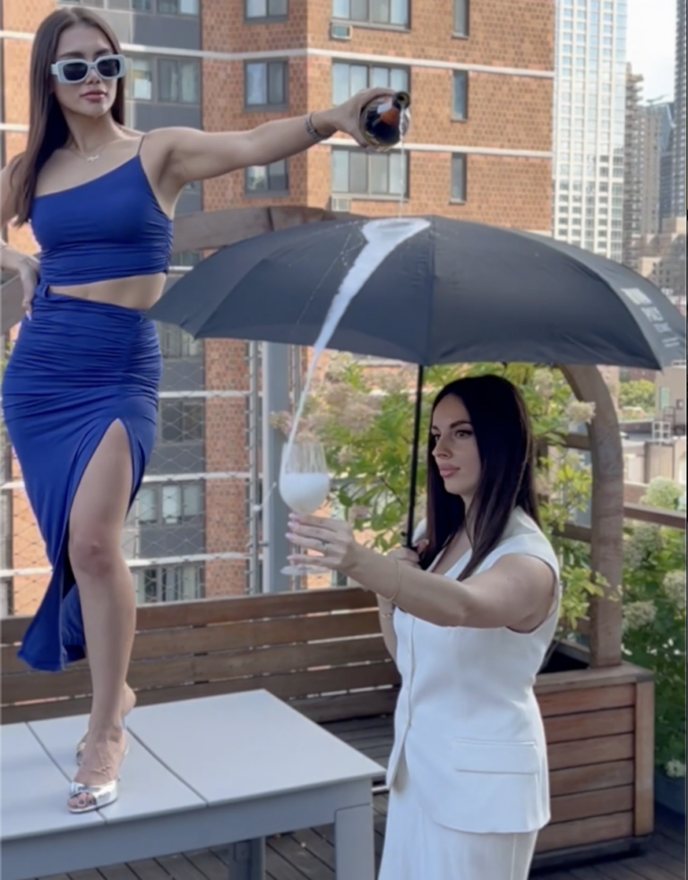 Tati from LA shooting rooftop lifestyle content in New York